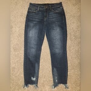 Judy Blue Slim Fit Raw Distressed Hem Denim Stretch Jeans Size 5 / 27